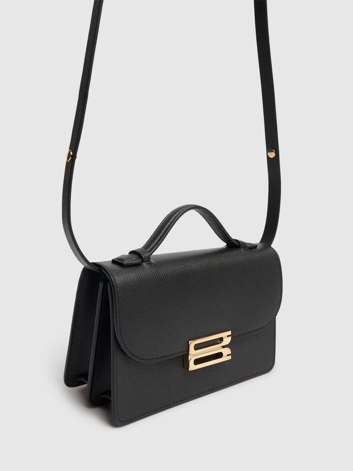 Mini Bbuckle leather top handle bag