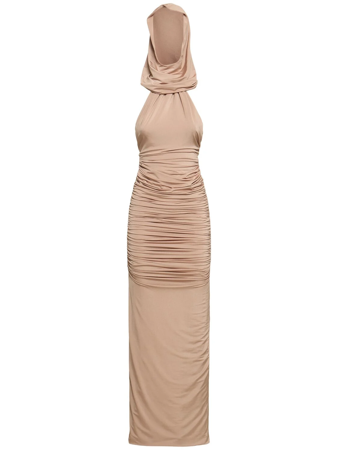 Stretch jersey ruched long dress