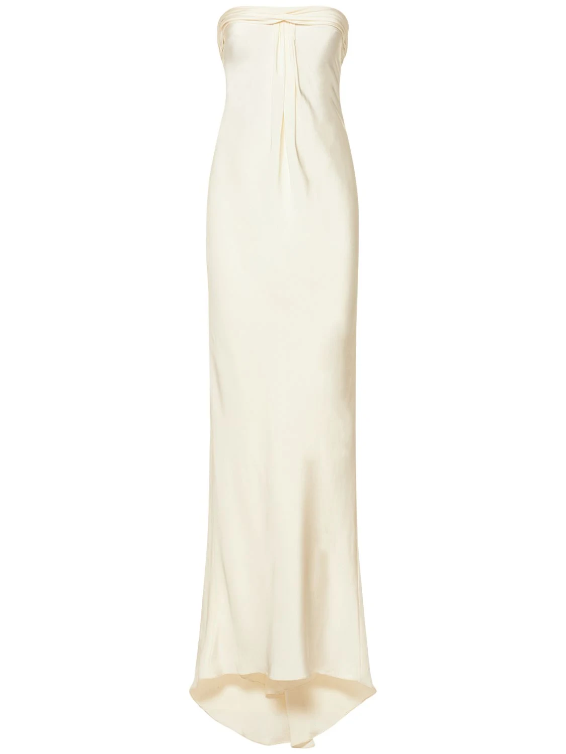 Silk maroccaine strapless column gown