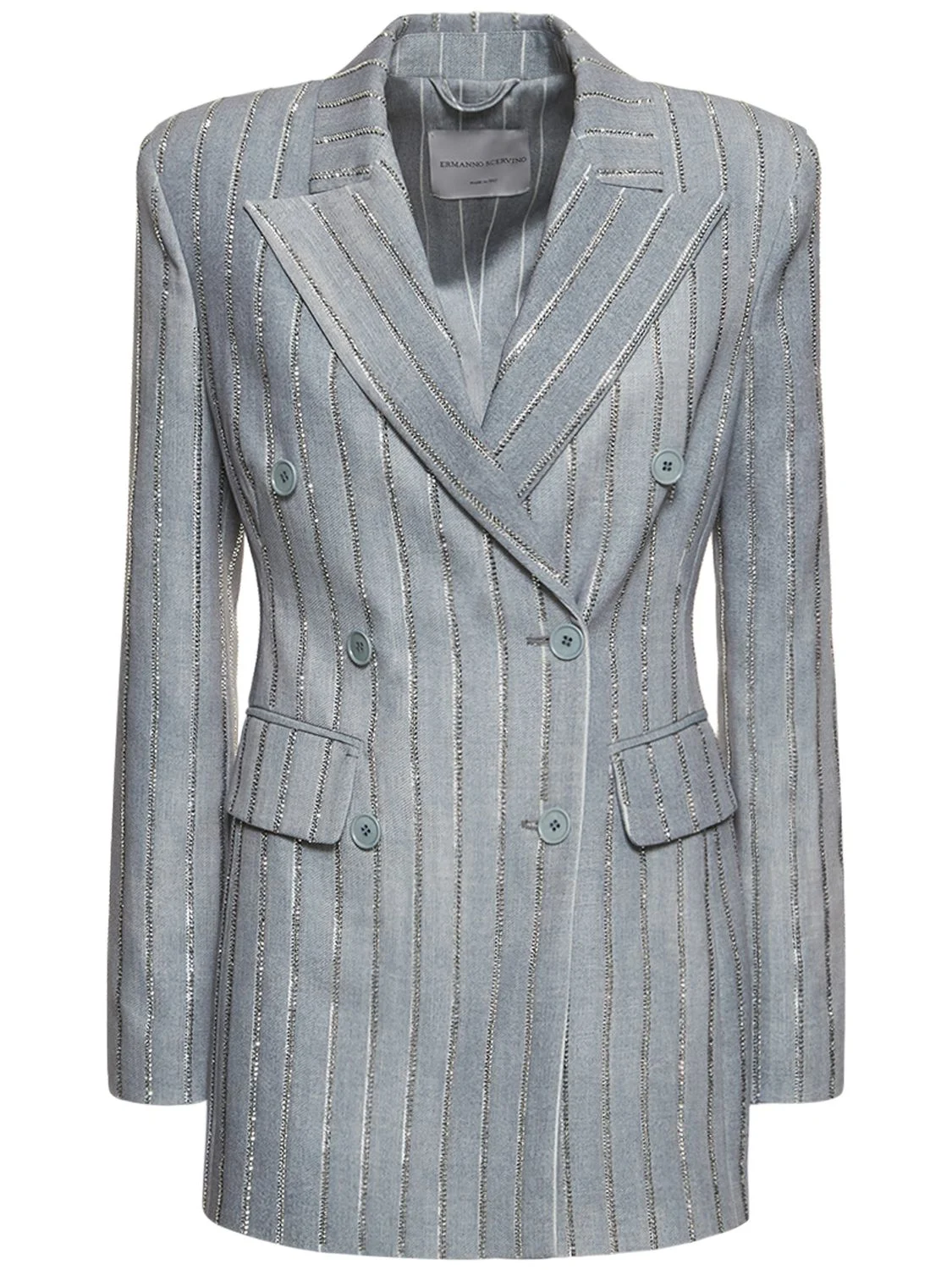 Embellished striped twill blazer