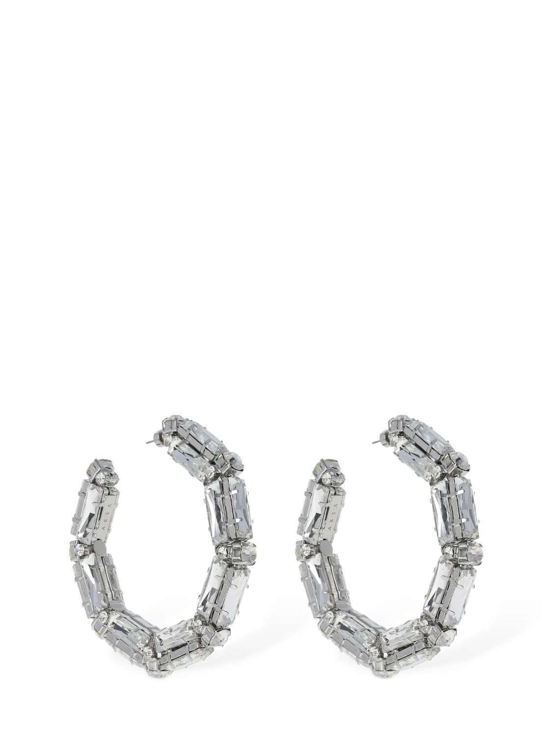 Baguette big hoop crystal earrings