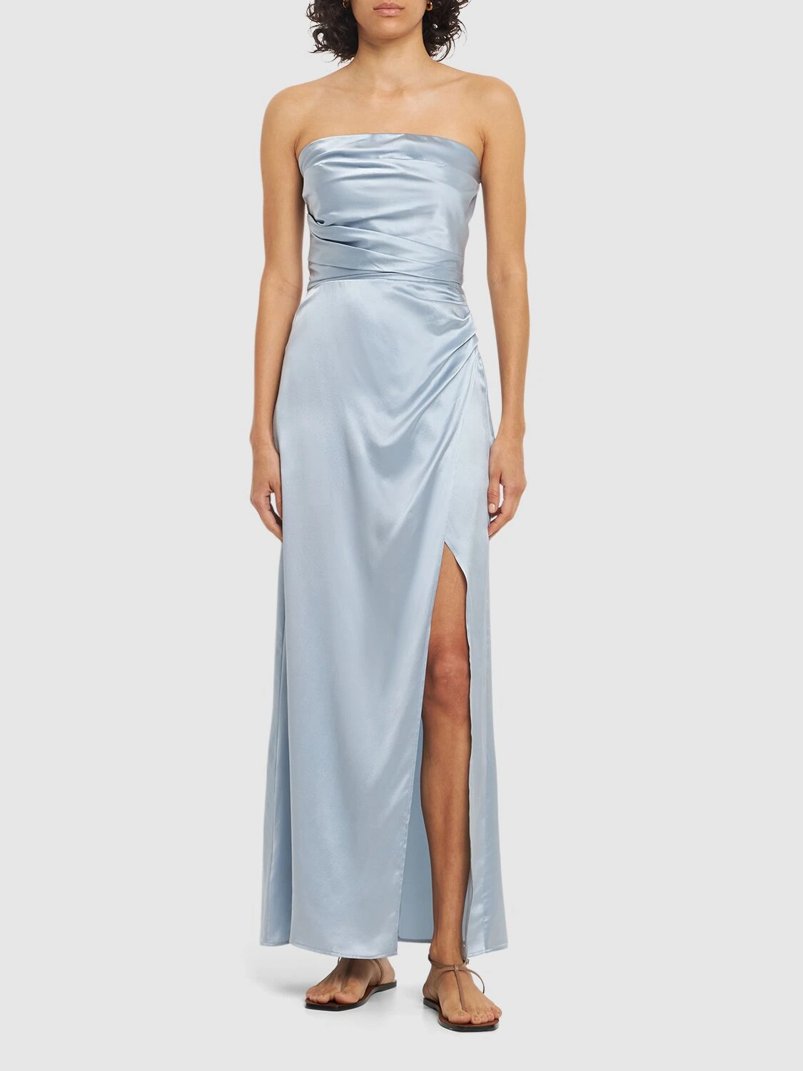 Barrow silk satin strapless long dress