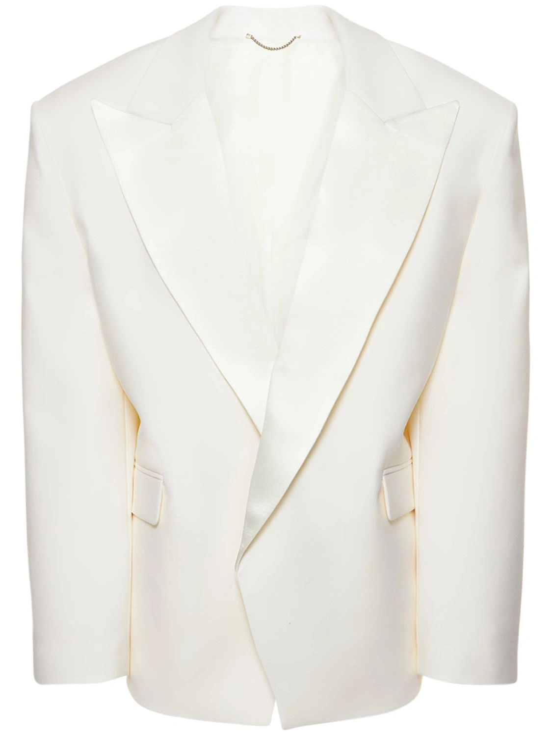 Twill blazer w/ oversize shoulders