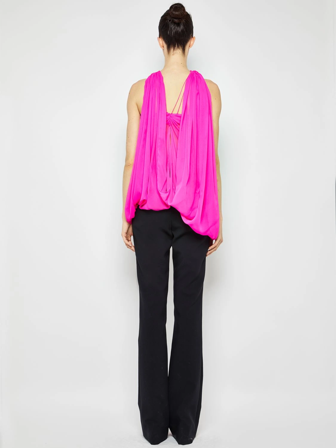 Ella halter draped open chiffon top