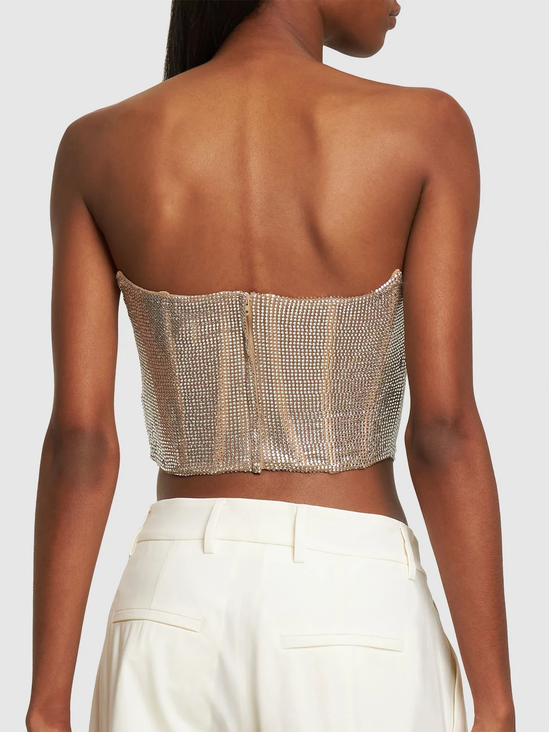 Embellished bustier strapless top