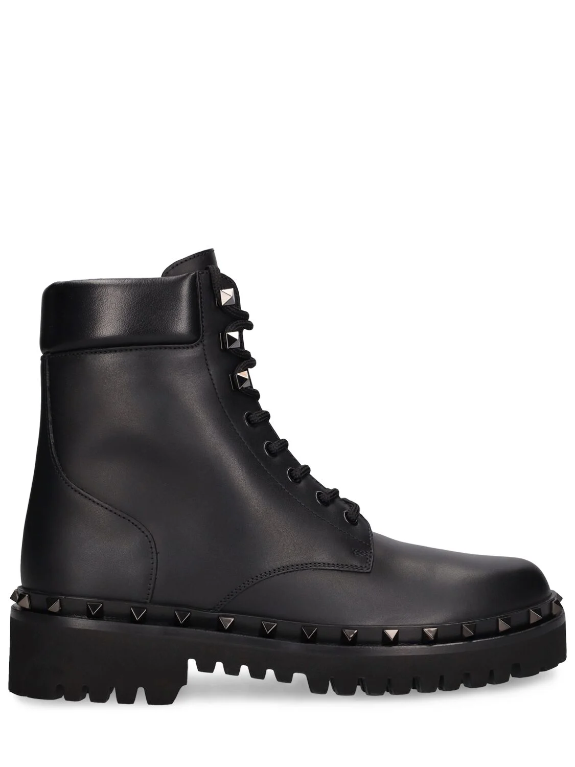 50mm Rockstud leather combat boots