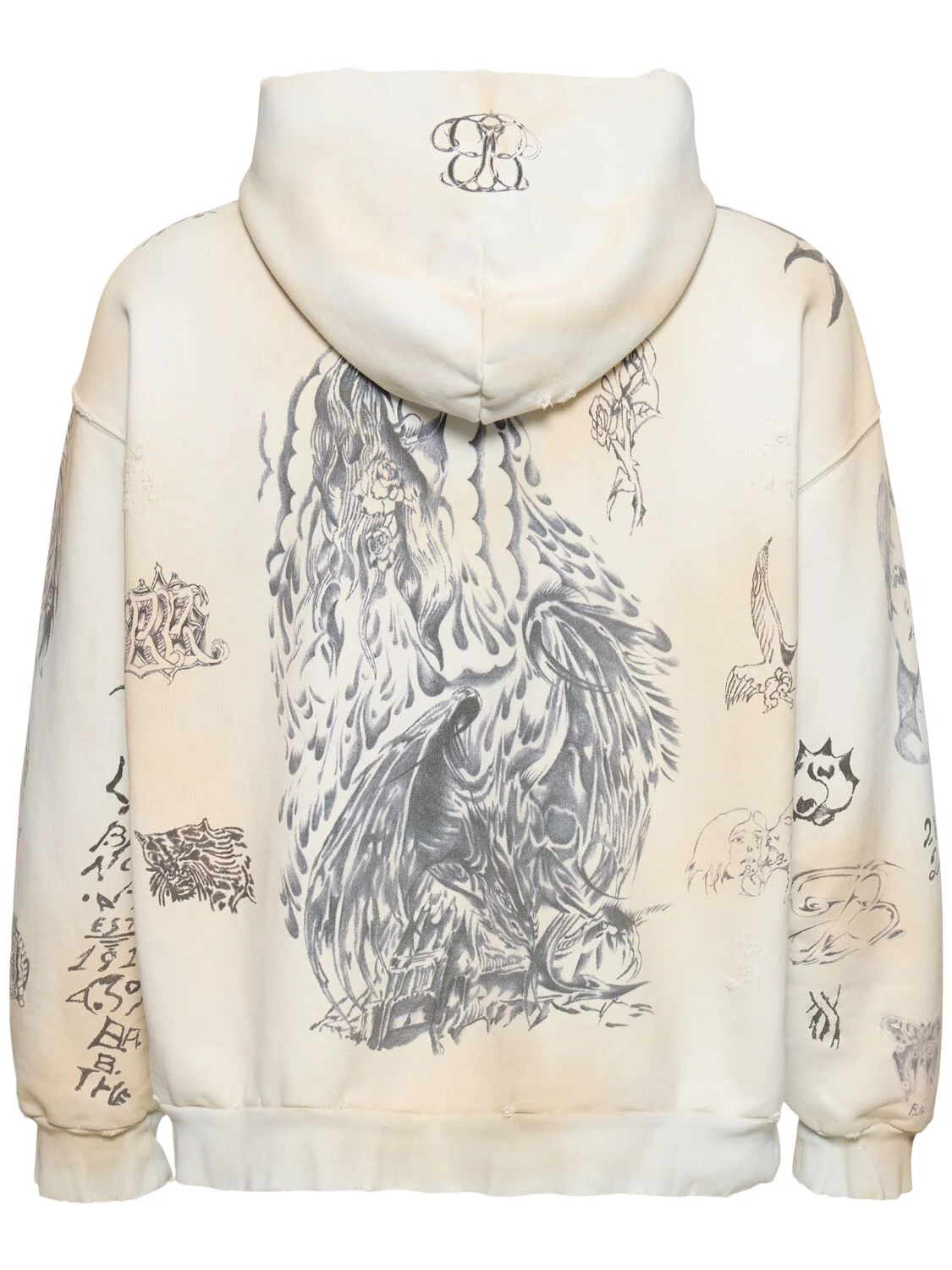 Tattoo heavy molleton zip-up hoodie