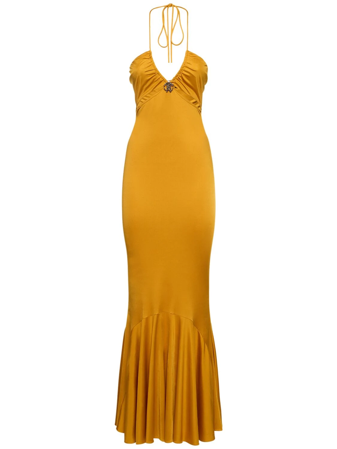 Viscose jersey halter neck long dress