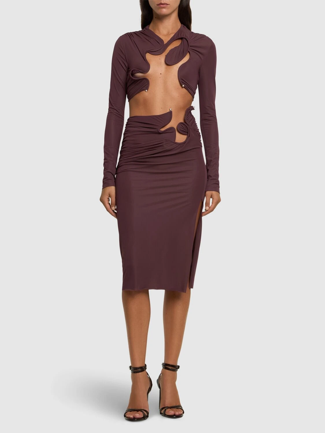 Venus sheer jersey midi skirt