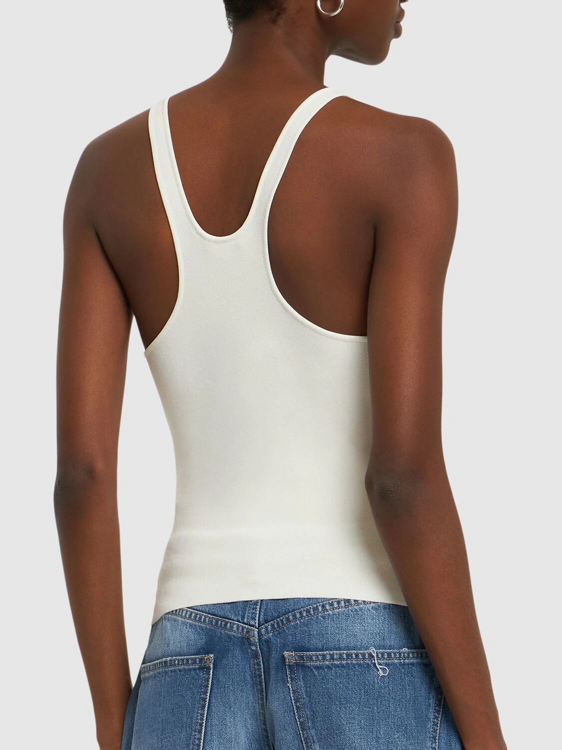 Compact viscose knit tank top