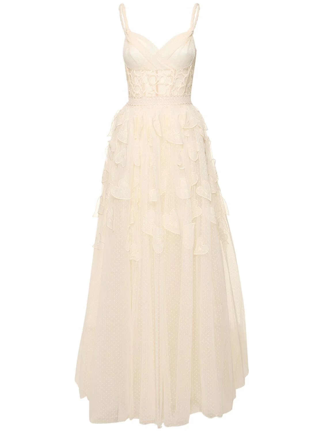 Plumetis embroidered heart tulle dress