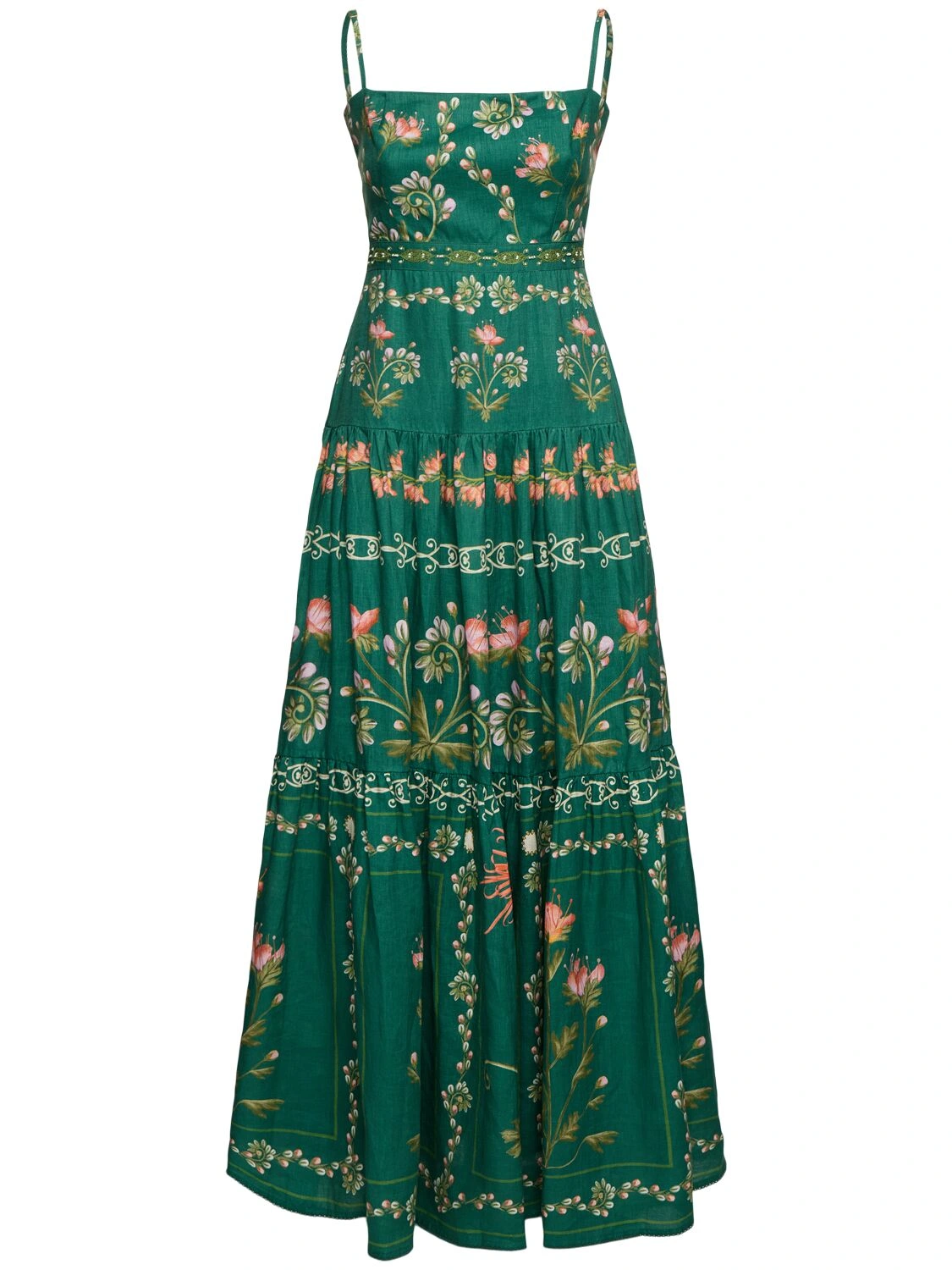 Lima printed linen long dress