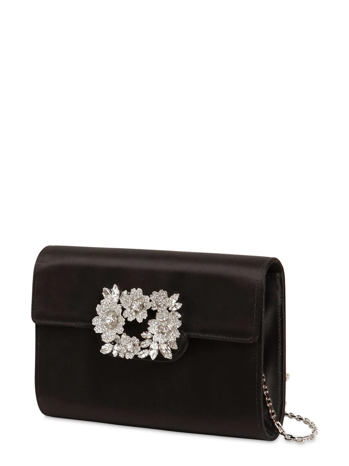 Bouquet embellished satin clutch