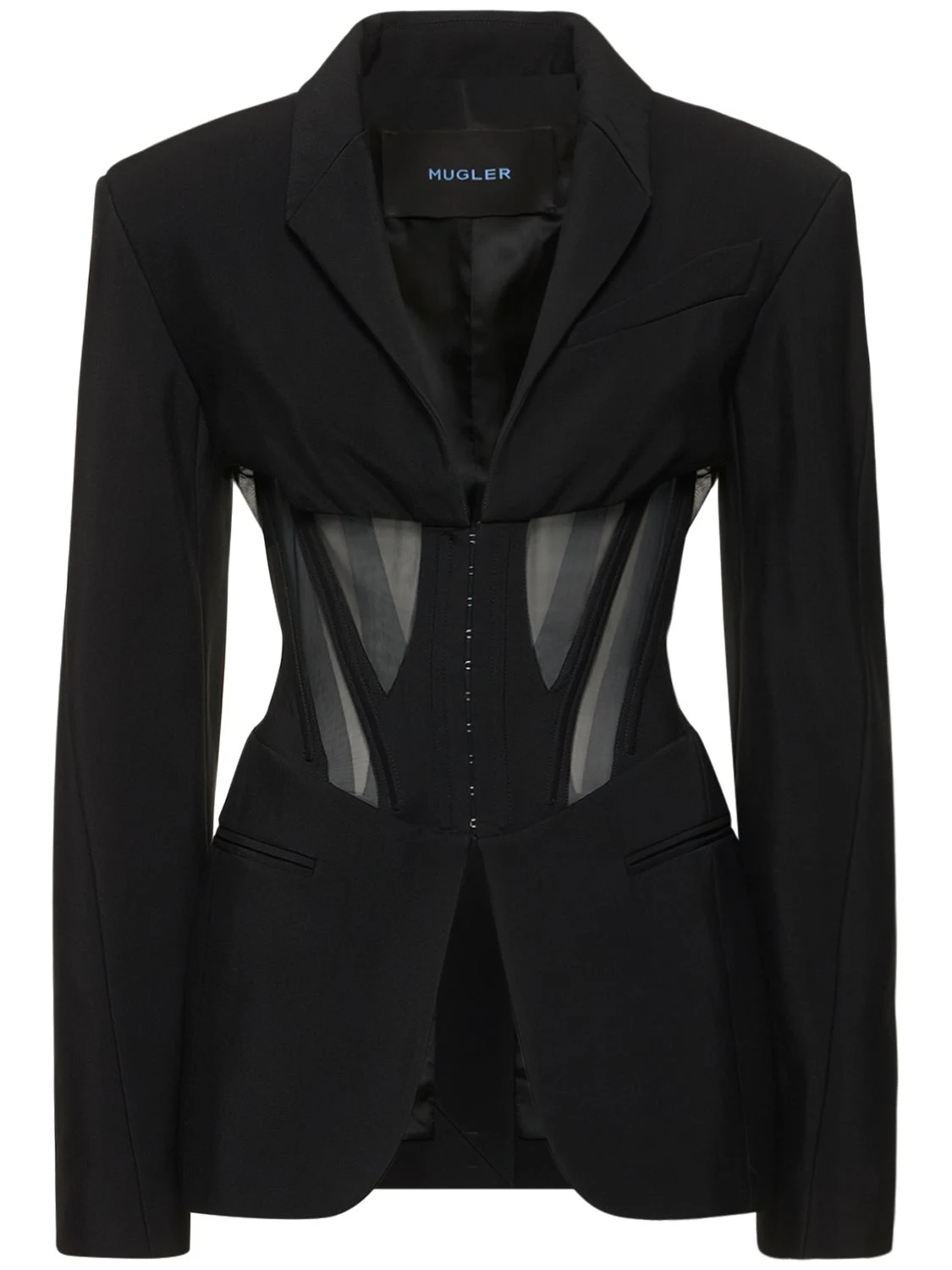 Twill sheer insert corset jacket