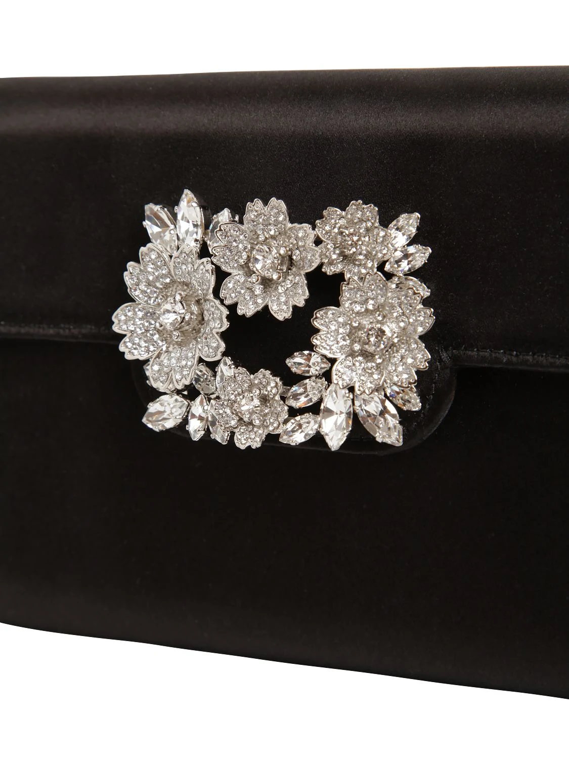 Bouquet embellished satin clutch