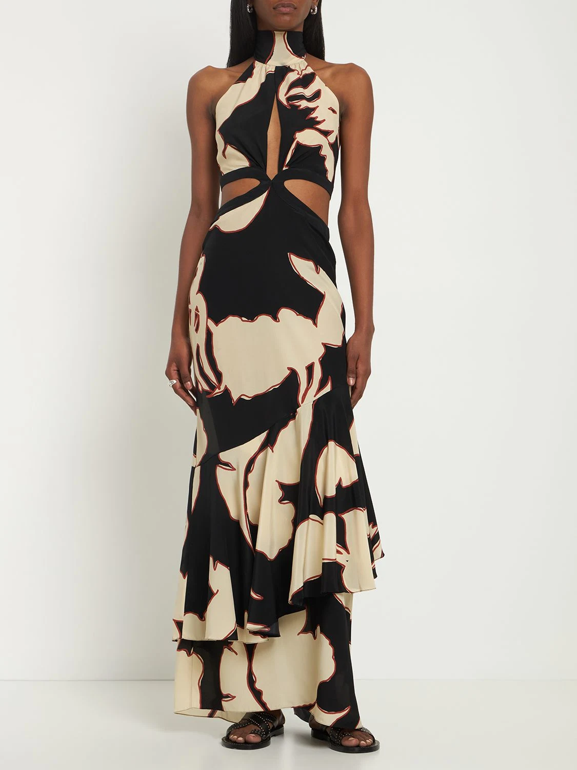 Pasado print silk crepe maxi dress