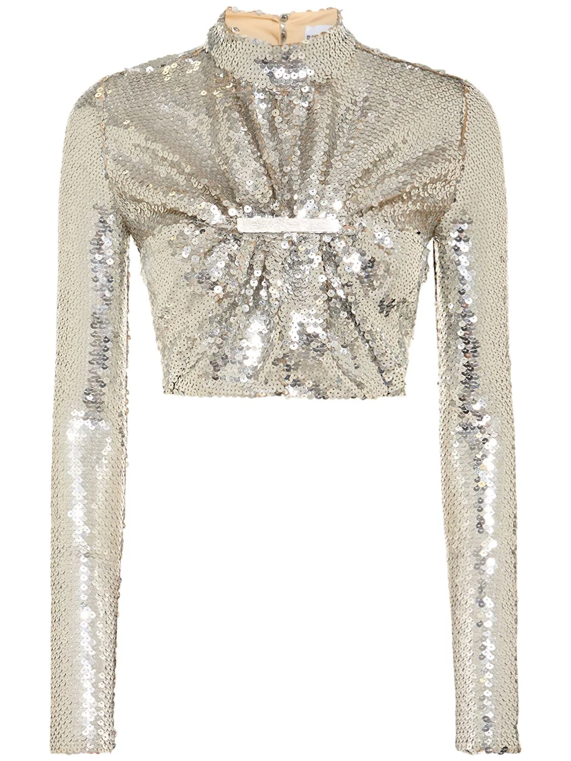 LVR Exclusive sequined jersey crop top