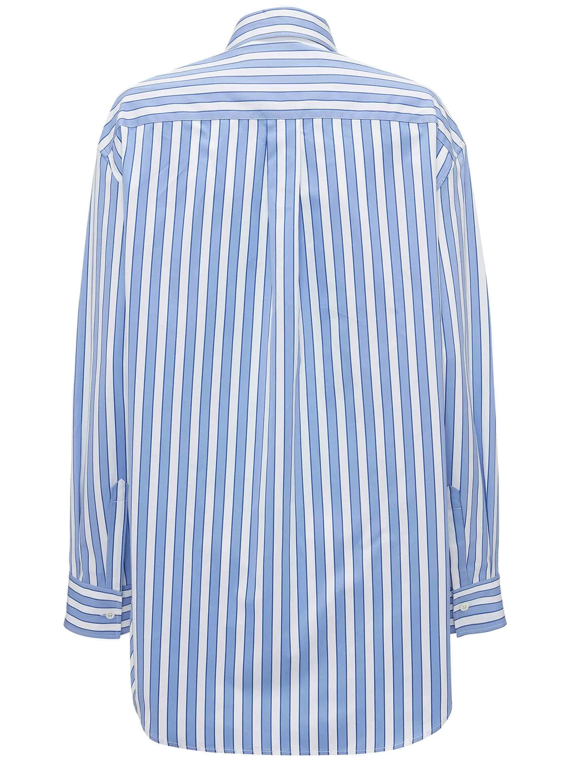 Striped cotton poplin peplum drape shirt