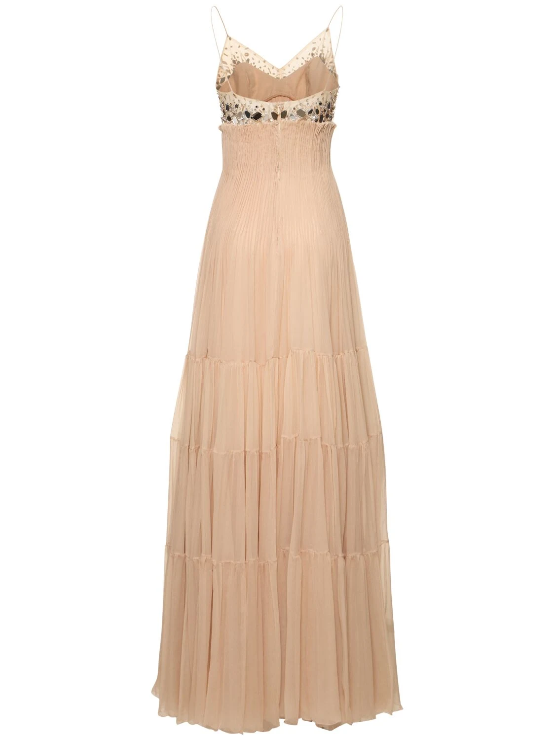 Embellished silk long dress