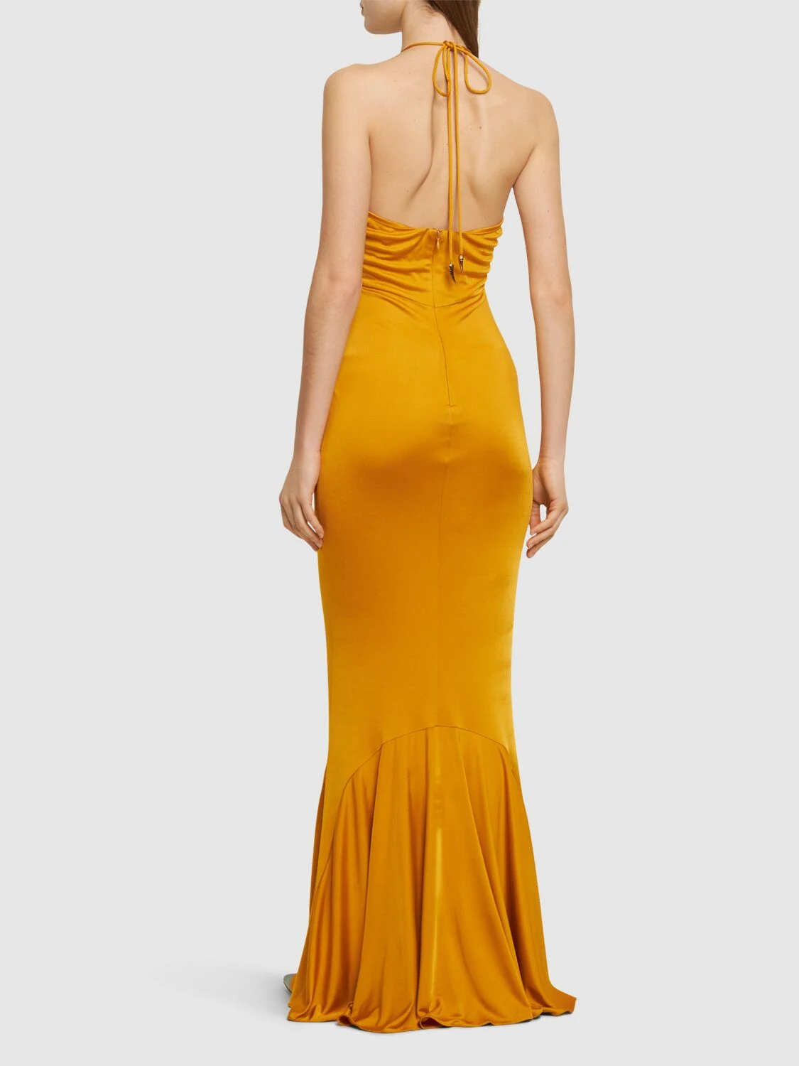 Viscose jersey halter neck long dress