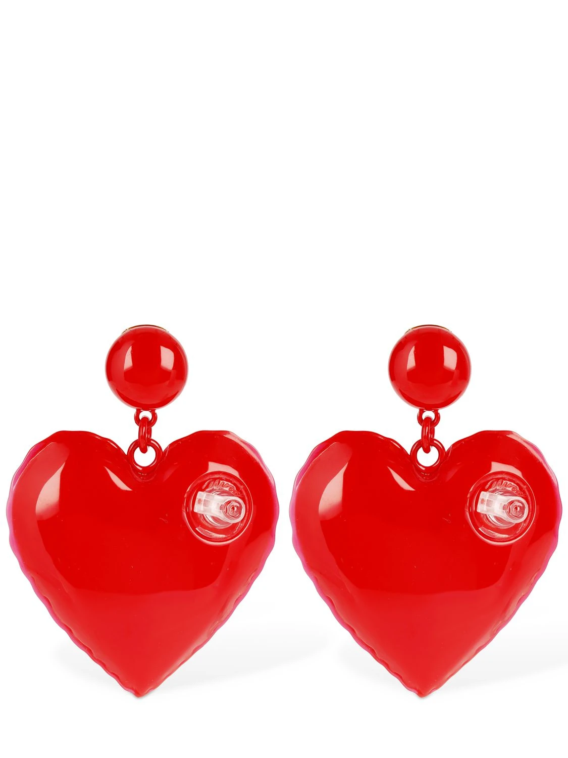 Inflatable heart drop clip-on earrings