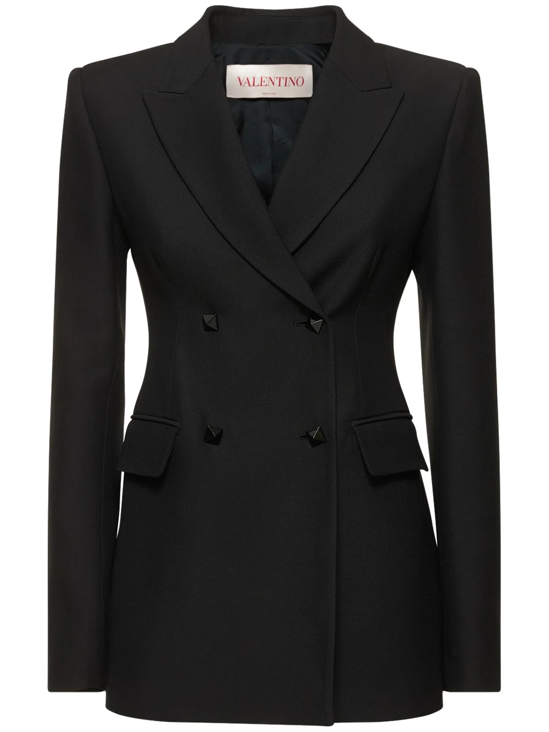 Double breast wool & silk crepe blazer