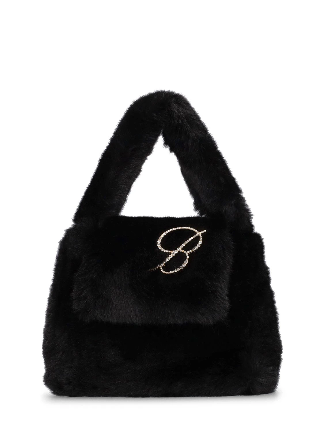 Faux fur top handle bag