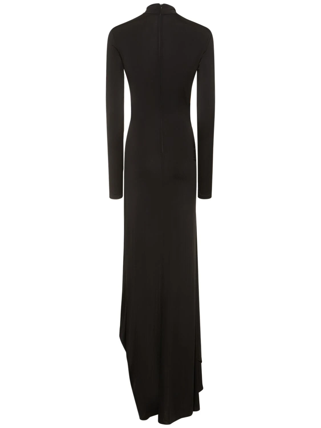 Draped shiny fluid jersey long dress