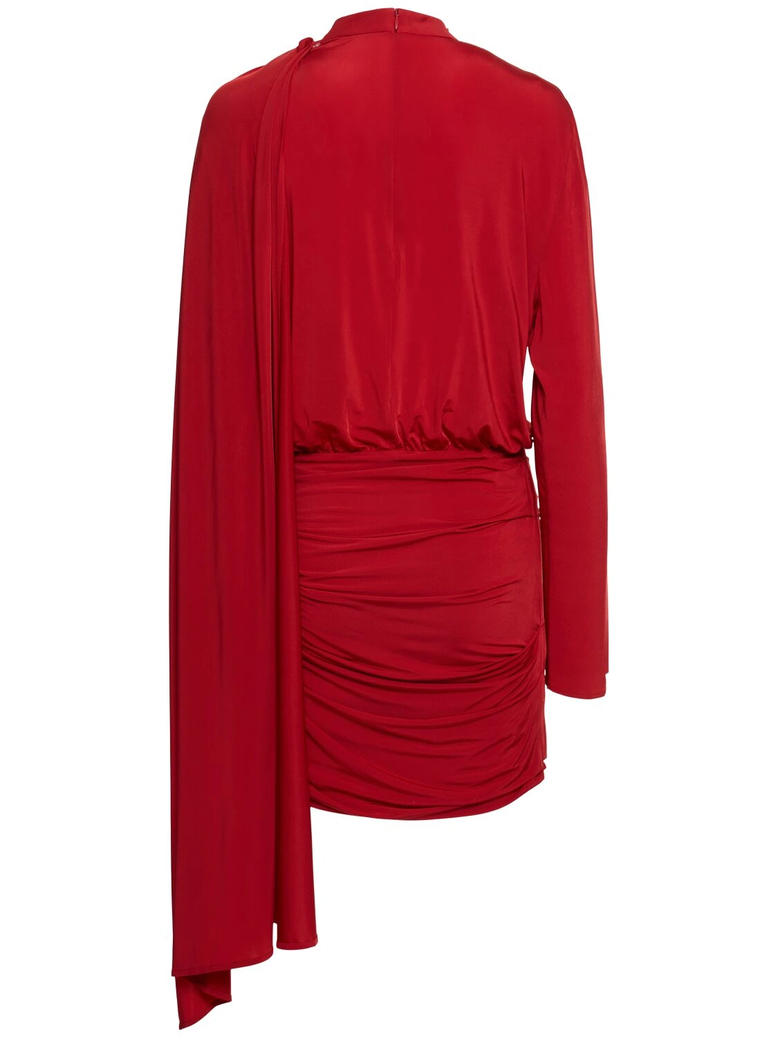 Asymmetric draped cape jersey mini dress