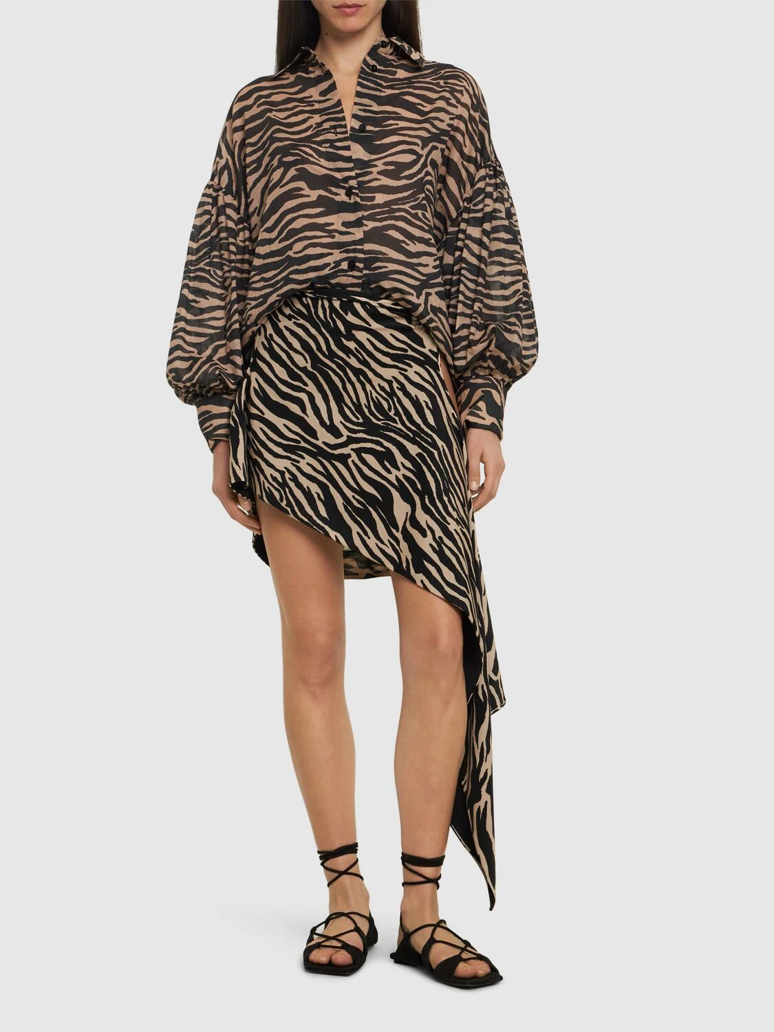 Printed mousseline oversized shirt