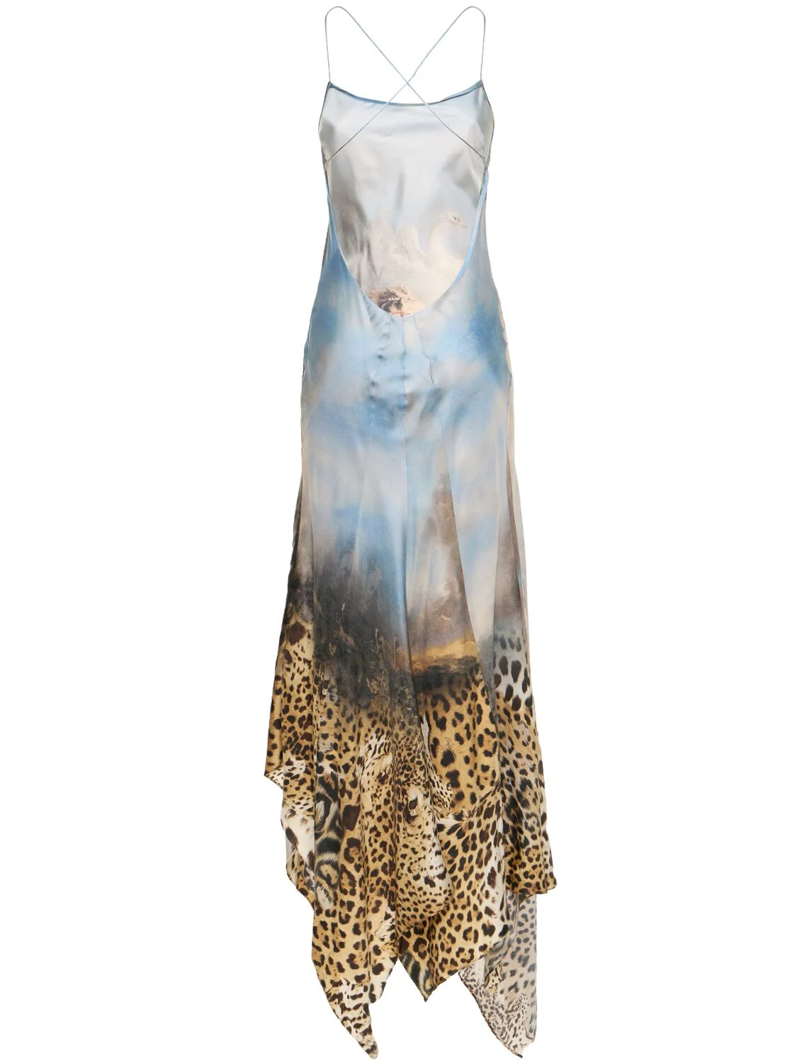 Printed silk long dress