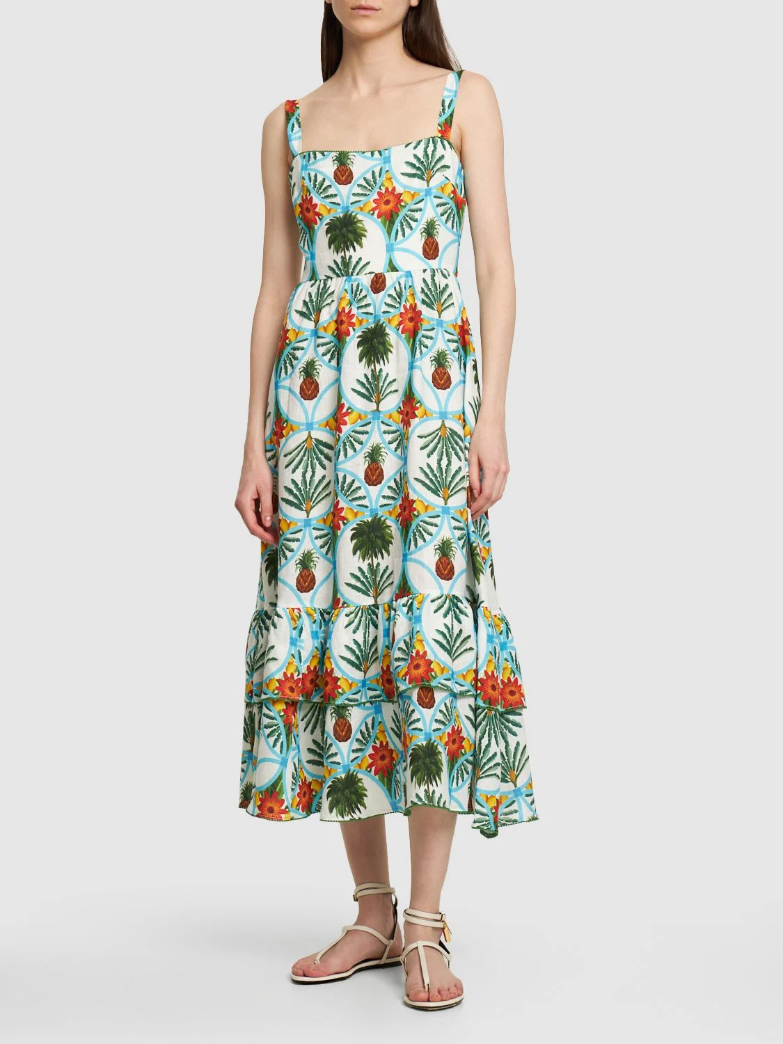 Dani printed linen midi dress