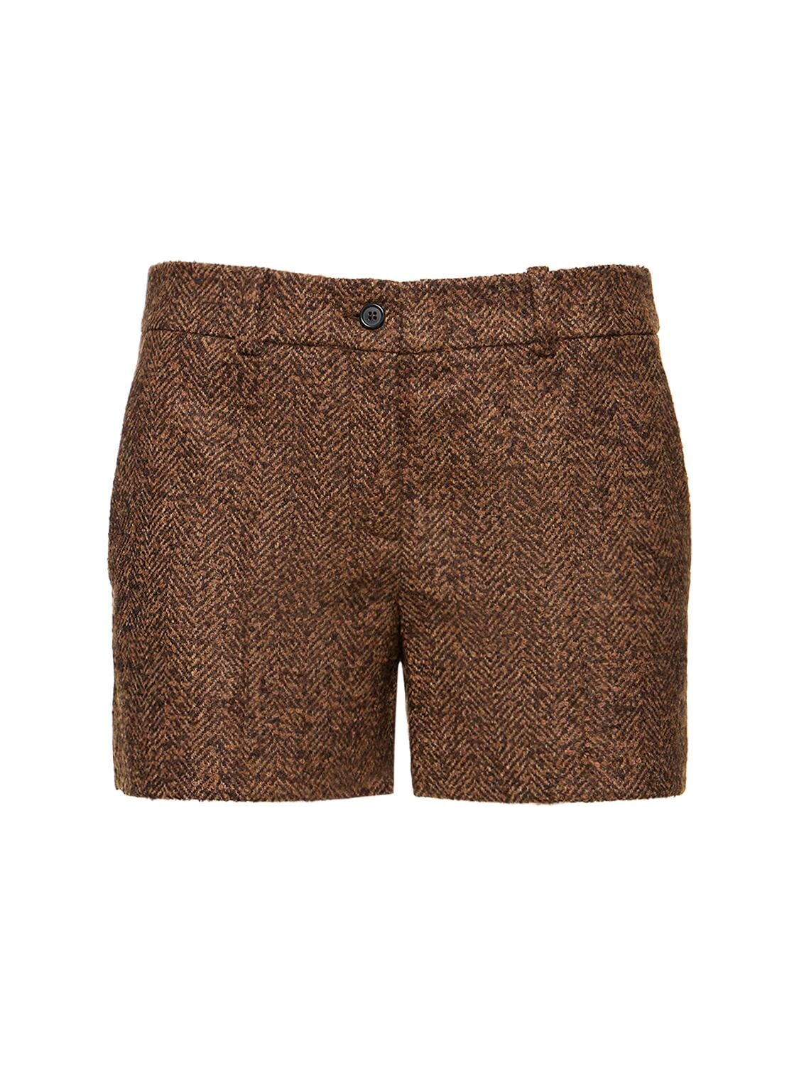 Herringbone tweed mini shorts