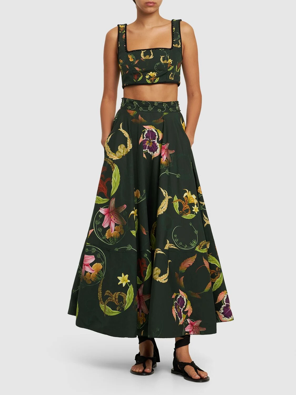 Bergamota Marina cotton midi skirt