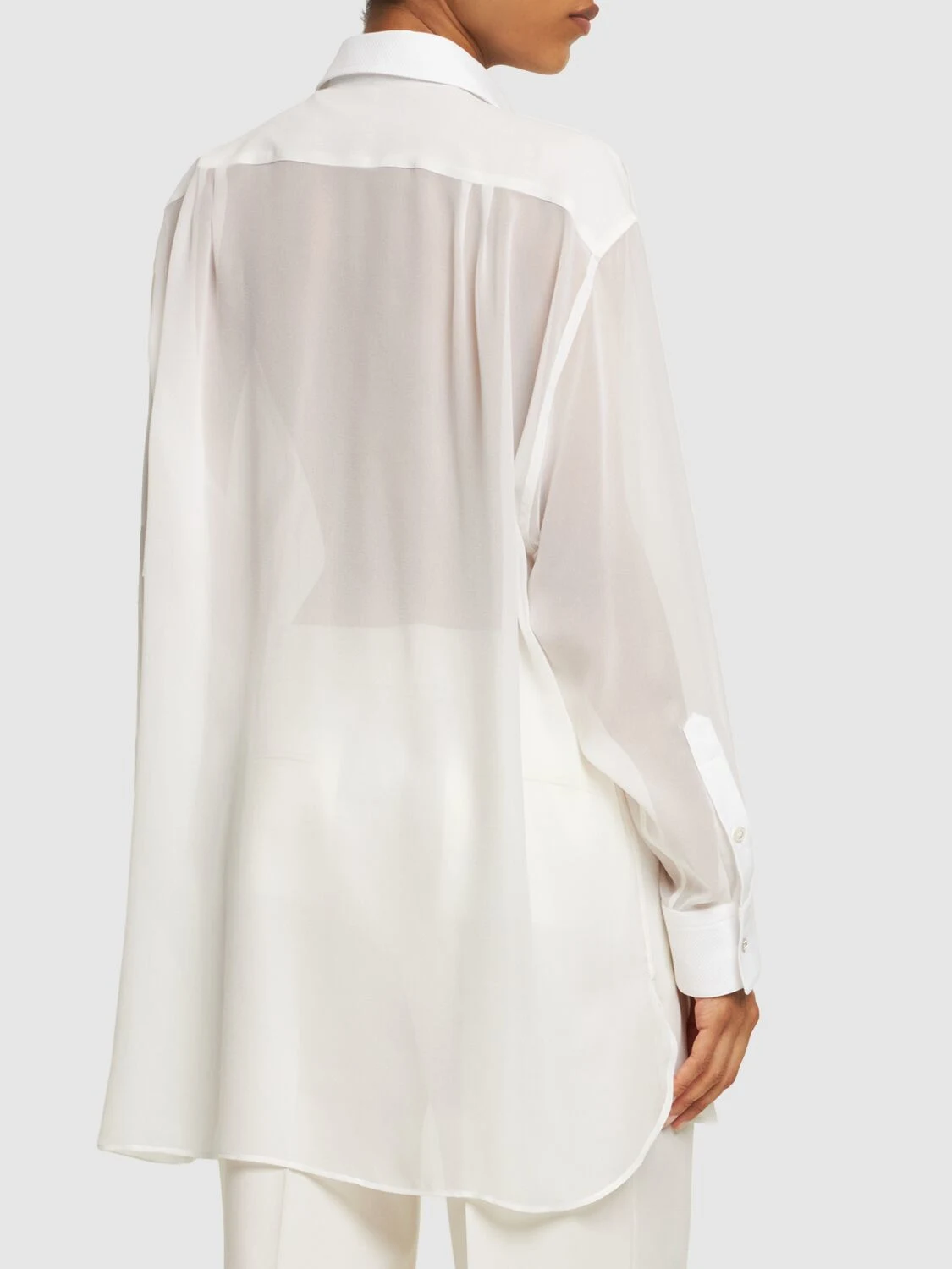 Silk chiffon tuxedo shirt