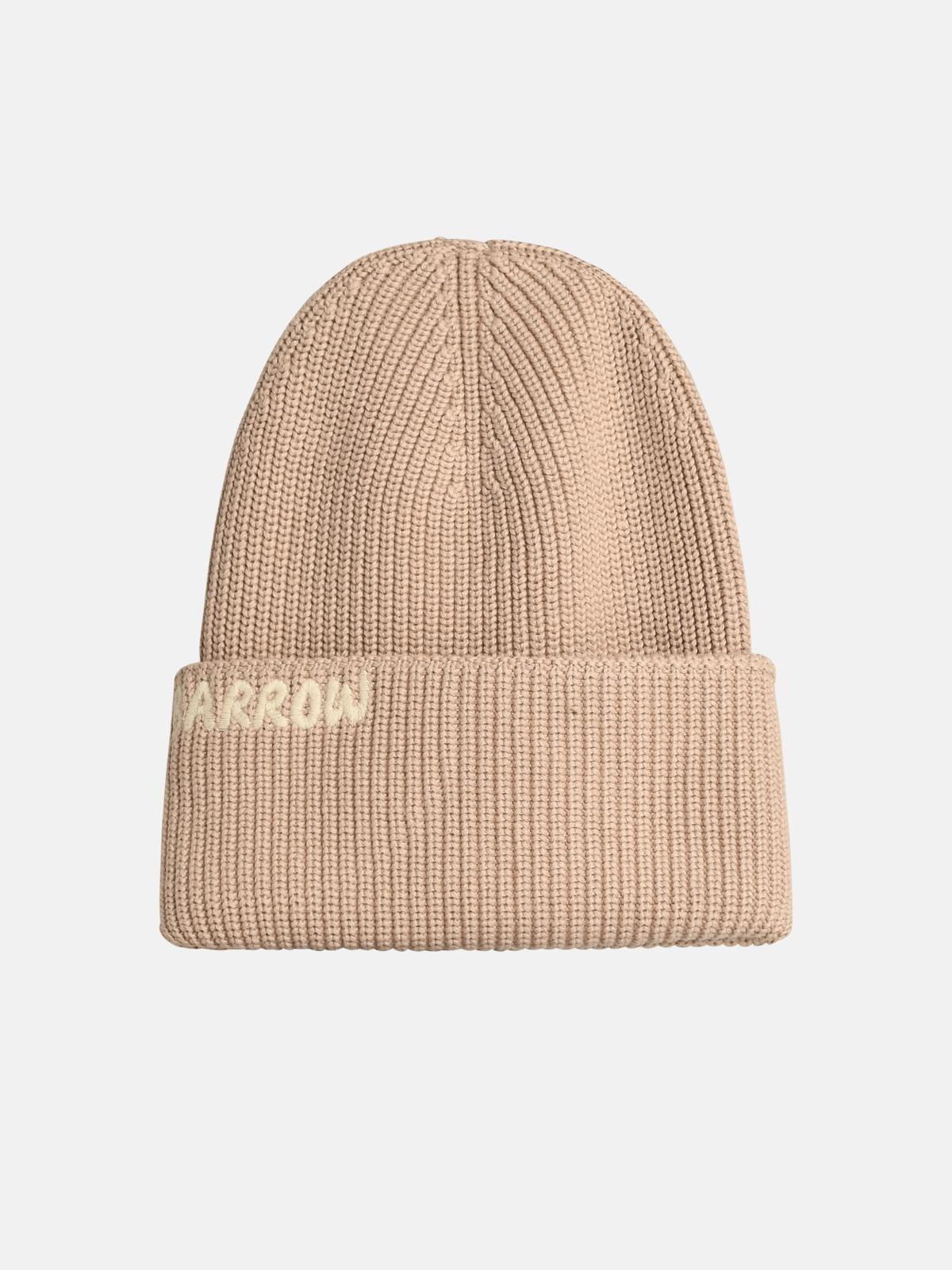 BEIGE COTTON BLEND BEANIE