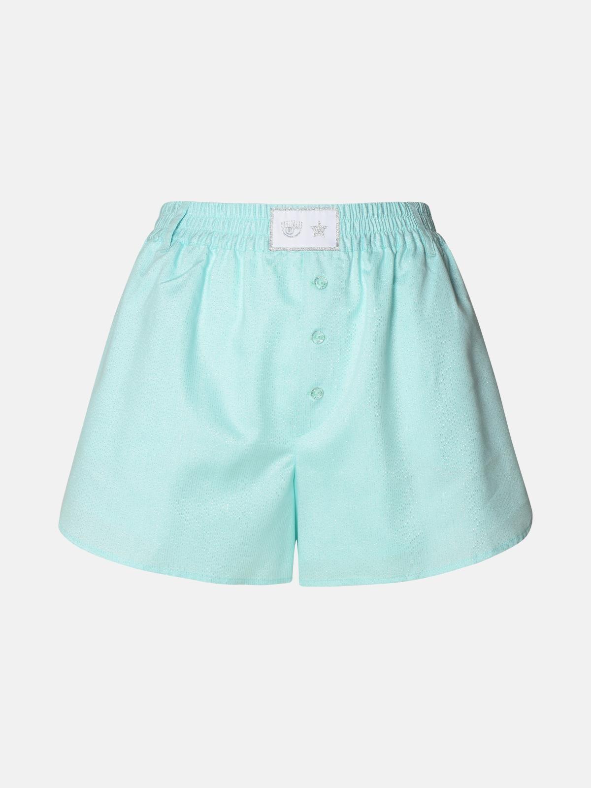 GREEN VISCOSE BLEND SHORTS