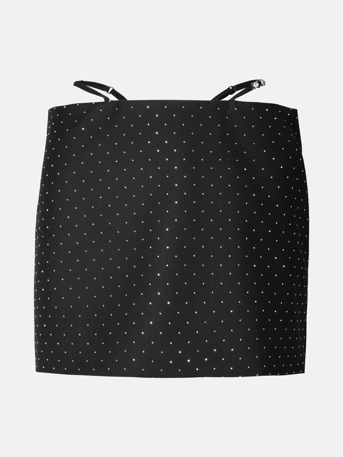 BLACK VISCOSE BLEND MINISKIRT