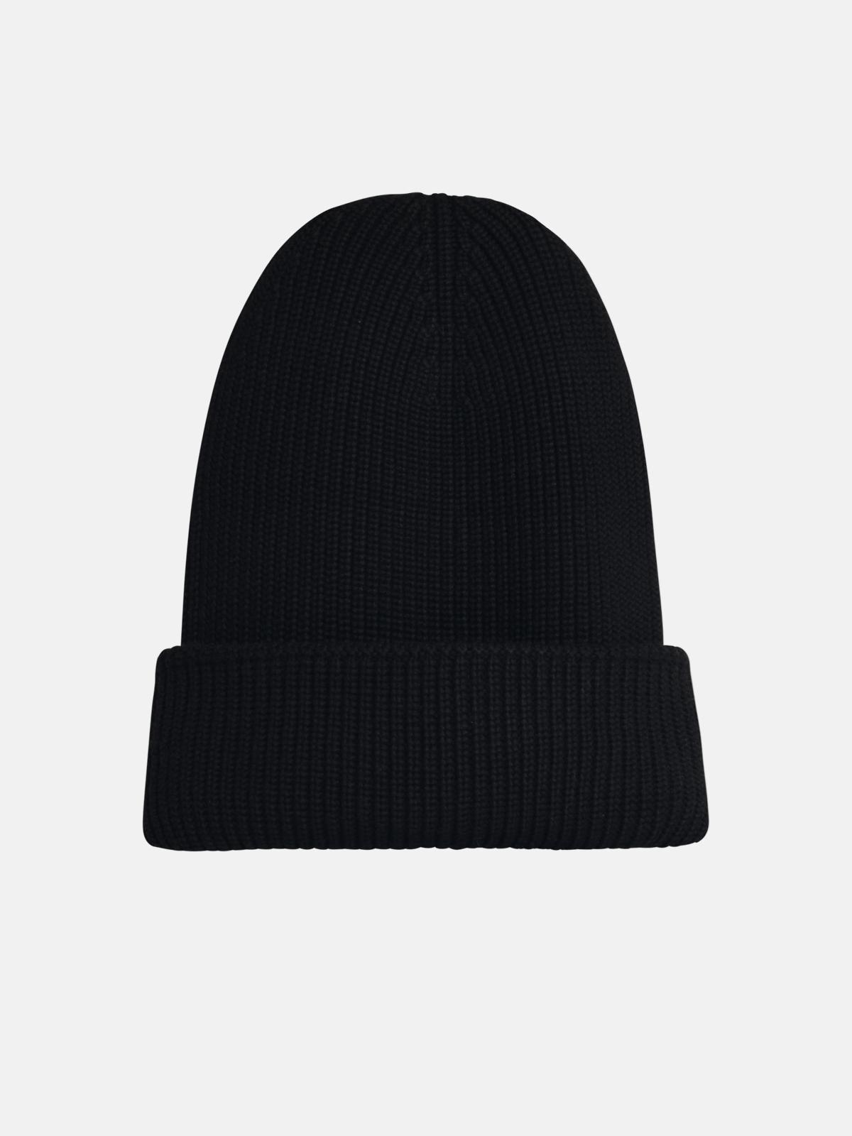 BLACK COTTON BLEND BEANIE