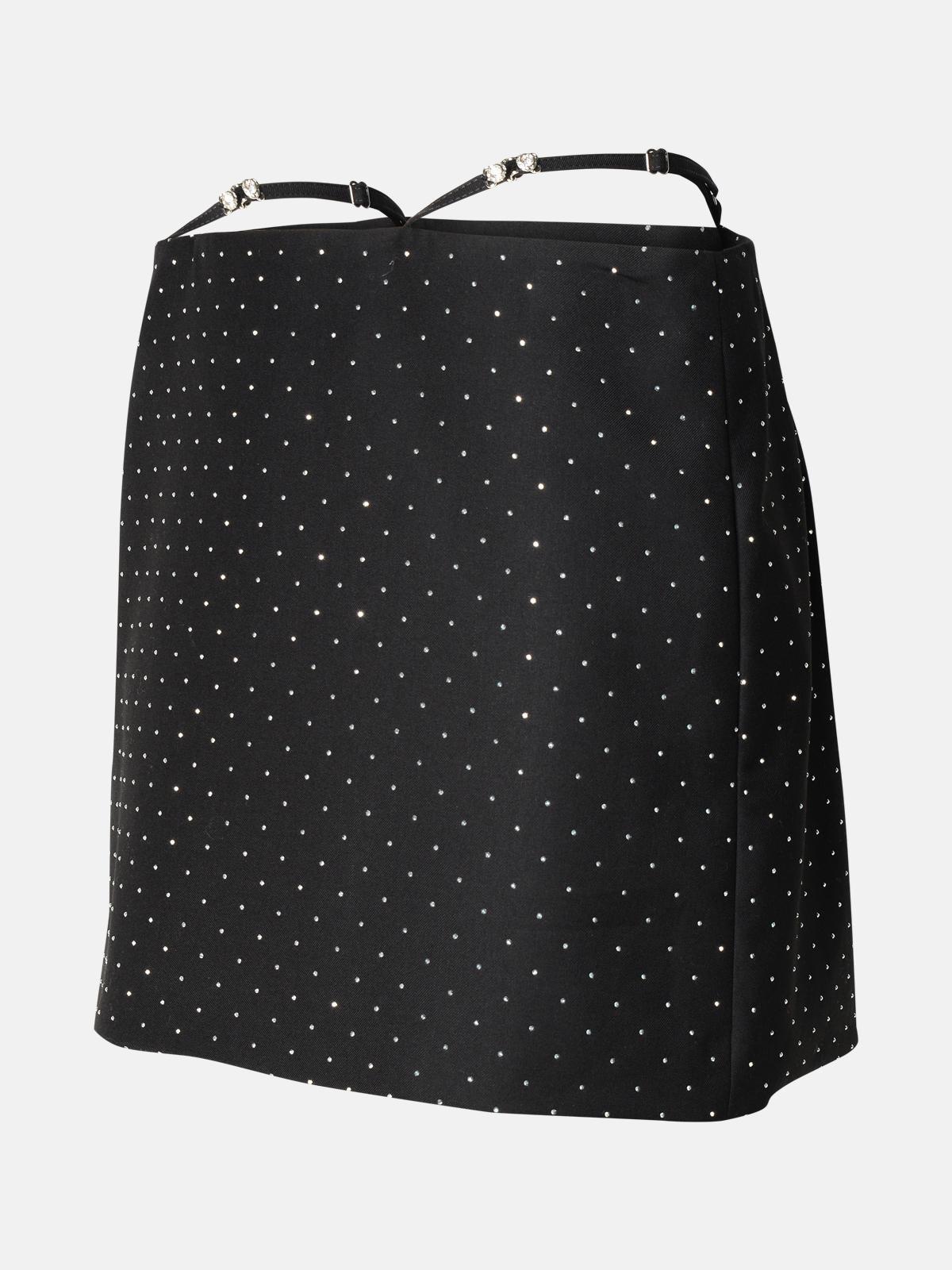 BLACK VISCOSE BLEND MINISKIRT