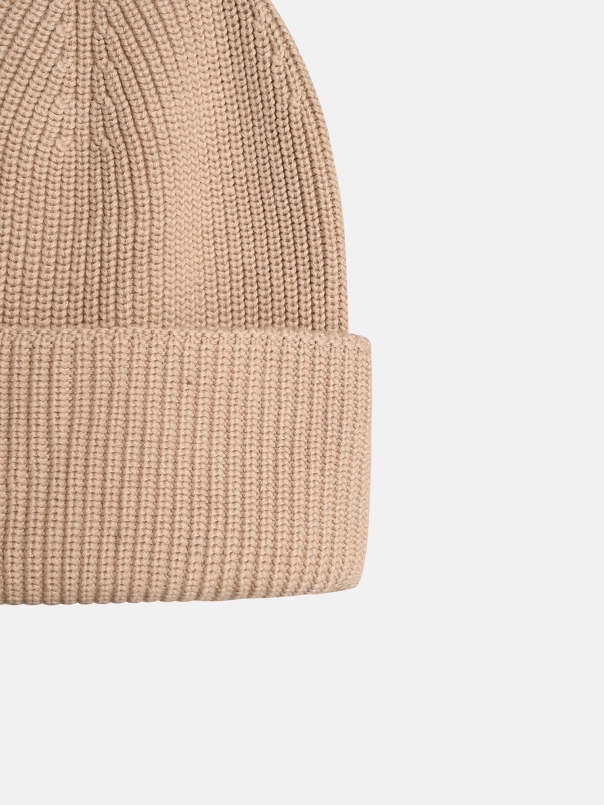 BEIGE COTTON BLEND BEANIE