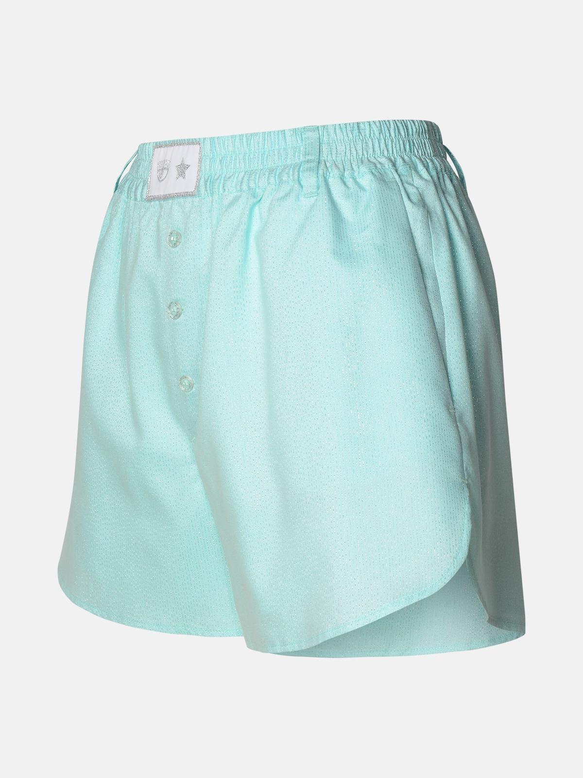 GREEN VISCOSE BLEND SHORTS