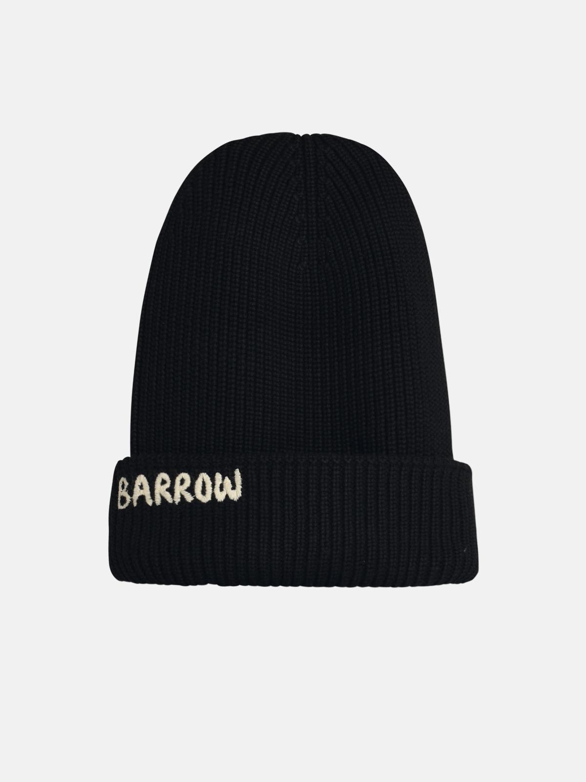 BLACK COTTON BLEND BEANIE