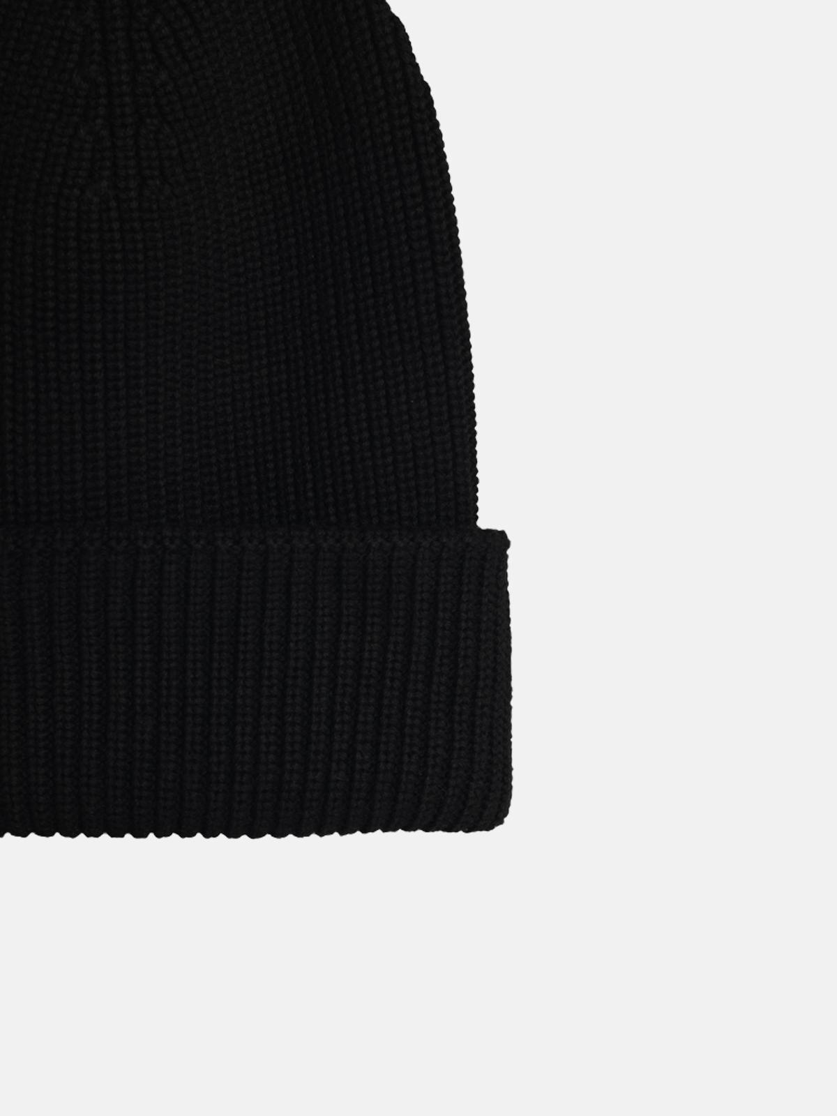 BLACK COTTON BLEND BEANIE