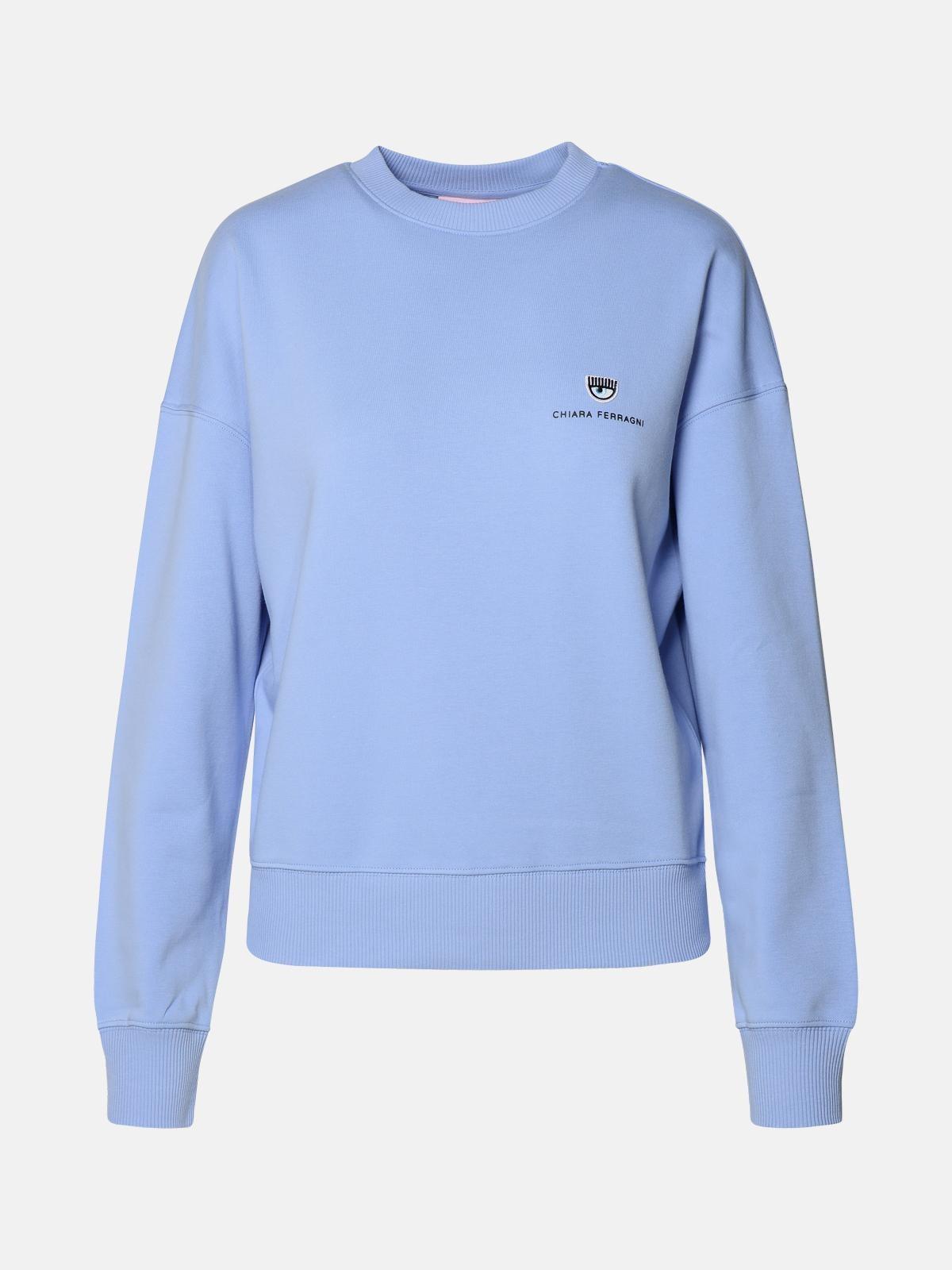 LIGHT BLUE COTTON BLEND SWEATSHIRT