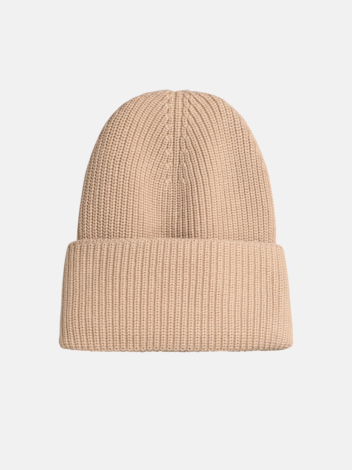 BEIGE COTTON BLEND BEANIE