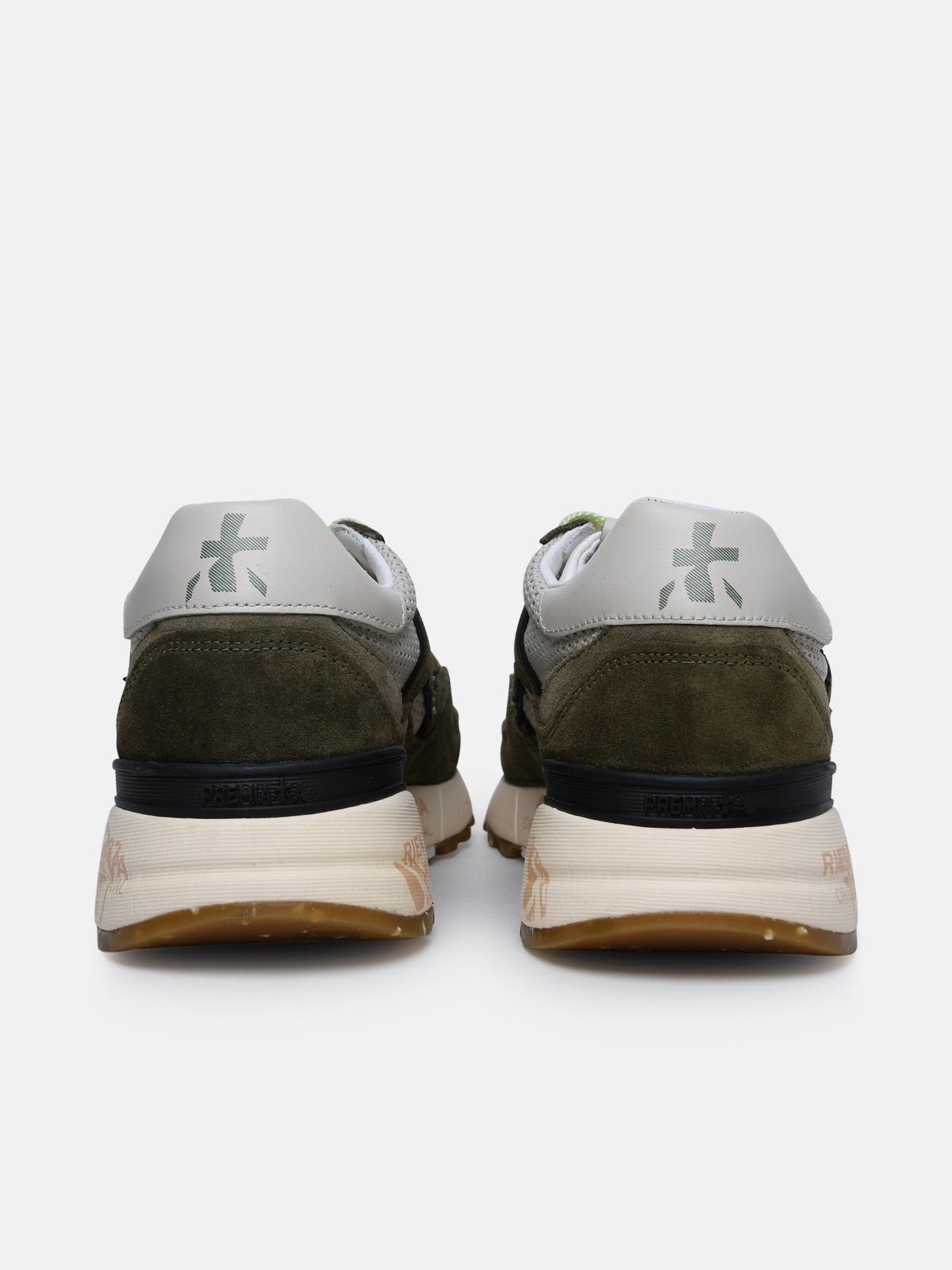 'LANDECK' SNEAKERS IN LEATHER AND GREEN FABRIC