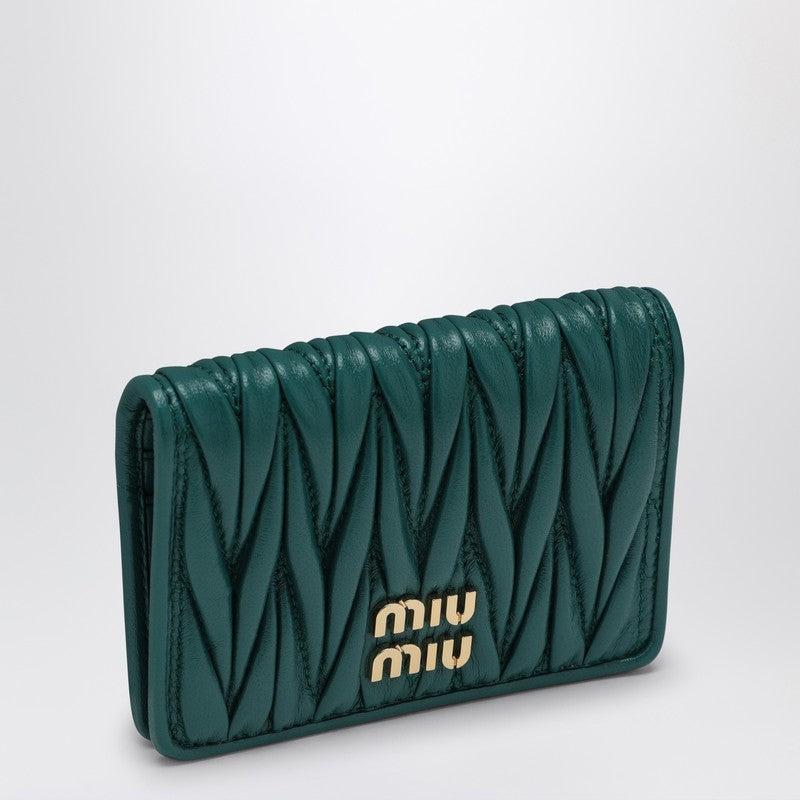 Miu Miu Lagoon-Coloured Matelassé Leather Card Case Women