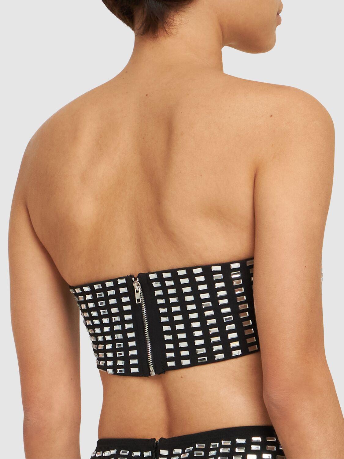 Embellished jersey bandeau top