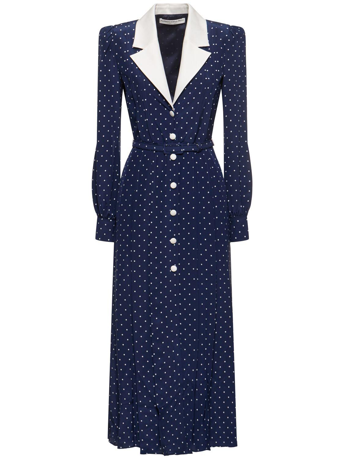 Polka dot print dress w/ collar